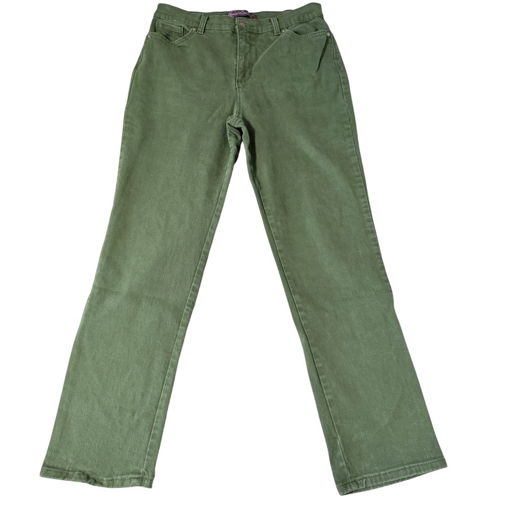 Gloria Vanderbilt Pants Womens 12 Green Amanda High Rise Straight Leg Stretch